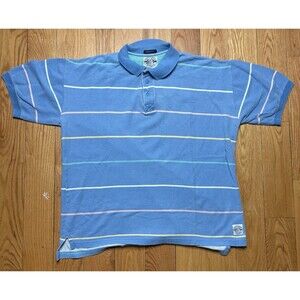 GANT Salty Dog Washed Rugby Shirt Polo Mens XL Blue Green Striped Cotton Vintage